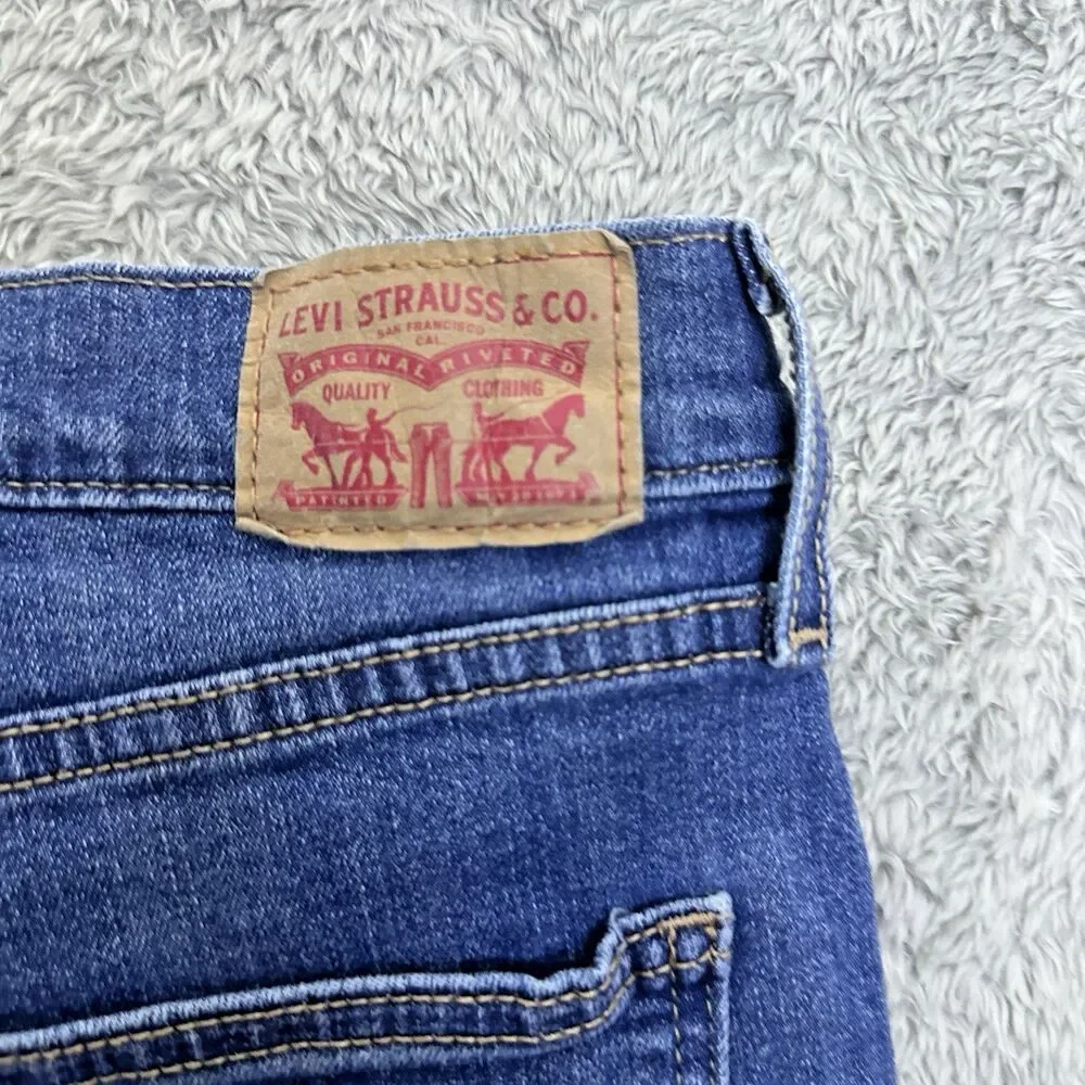 Levis Womens 501 Blue Denim Shorts High Rise Raw Hem Distressed Festival Size 30